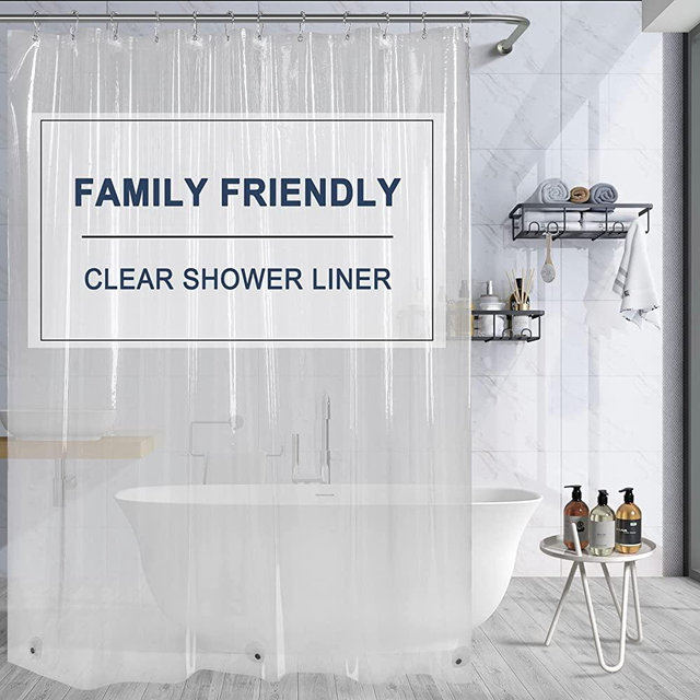 Amazer Clear Shower Curtain Liner, Extra Long Shower Curtain Liner 72 x 84 Inches, PEVA 5G Stall Plastic Shower Curtain Liner for Bathroom with 3 Magnets, Tall Shower Curtain Liner 84 Inches Long