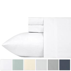 California Design Den - 400 Thread Count 100% Cotton Sheet Pure White Queen Sheets Set, 4-Piece Long-staple Combed Pure Cotton Best Sheets For Bed, Breathable, Soft & Silky Sateen Weave Fits Mattress Upto 18'' Deep Pocket