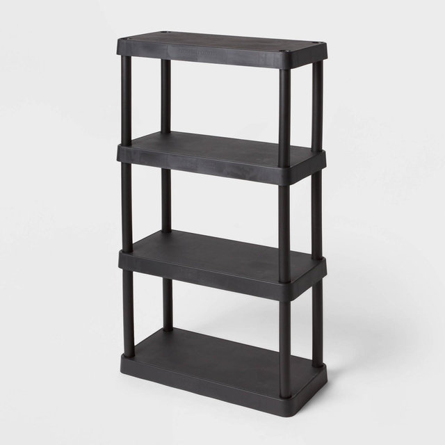 4 Tier Plastic Shelf Unit Black - Brightroom™