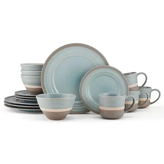 Pfaltzgraff® Adina Round 16-Piece Dinnerware Set in Cream/Brown