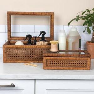 Storied Home Modern Decorative Rectangle Glass Top Display 2-Piece Box Set