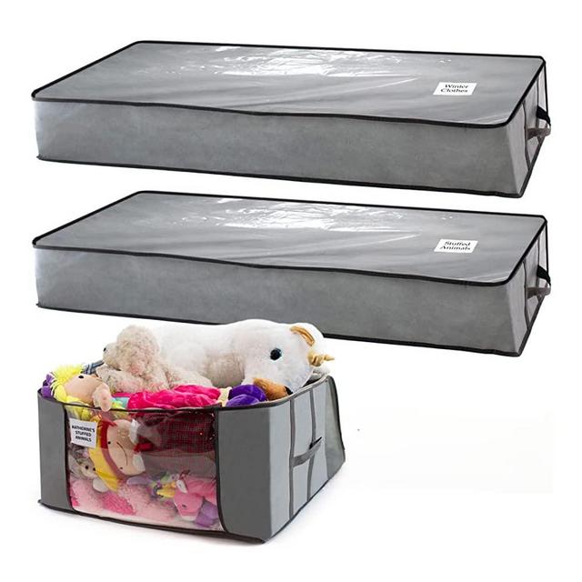 Underbed Storage Bag 2 Large Under-the-Bed Storage Containers and Organizer Bin Reinforced Handles Metal Zipper Foldable Under-Bed Storage Bags and Containers by Nest Neatly