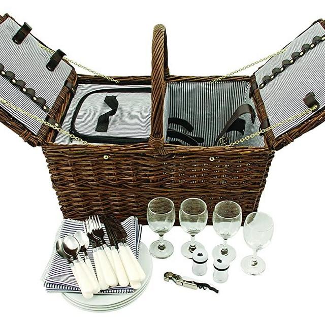 Seaside Cape Cod Wicker Picnic Basket by Twine