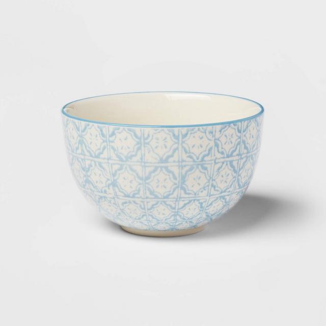 9oz 2pk Stoneware Floral Mini Bowls Blue - Threshold™