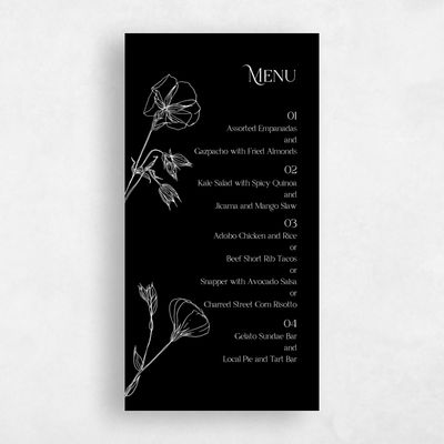 Black Wedding Menu - Flora