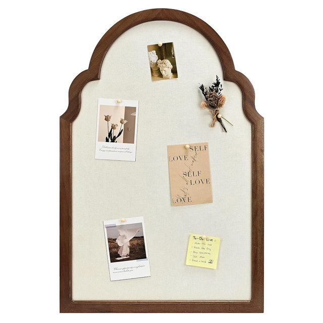 YINGXUN Arch Fabric Cork Board with Brown Frame, 20x30 in | Linen Bulletin Boards, Vintage Framed Pin Board, Memo & Photo Display, Home Wall Decor, Easy to Hang