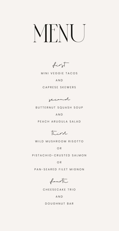 Beige Oval Wedding Menu - Garrett