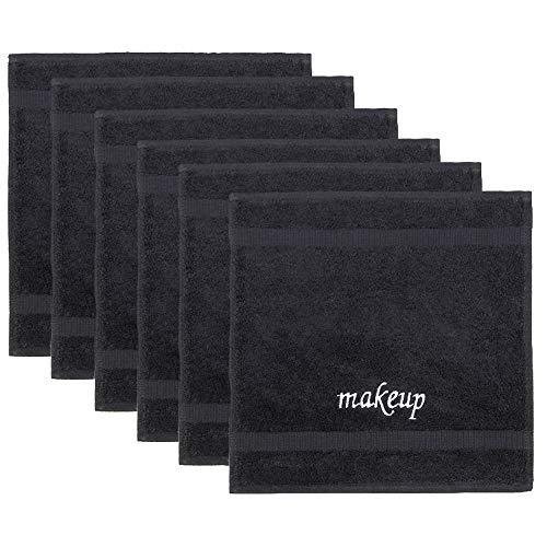 Luxury Spa and Hotel Quality Premium TurkishTowel Set (6-Piece Washcloth Set, Make-up Black)