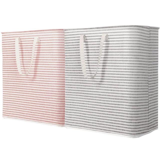 Lifewit 2 Pack Laundry Hamper Large Collapsible Laundry Basket, Freestanding Waterproof Cloth Hamper with Easy Carry Handles in Laundry Room Bedroom Bathroom Dorm for Adult, Gray&Pink, 2 x 100L