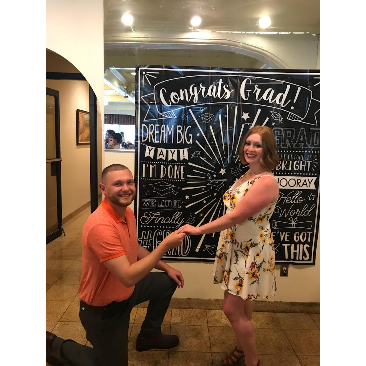 When Cody proposed to Stephanie at her Graduation Party.