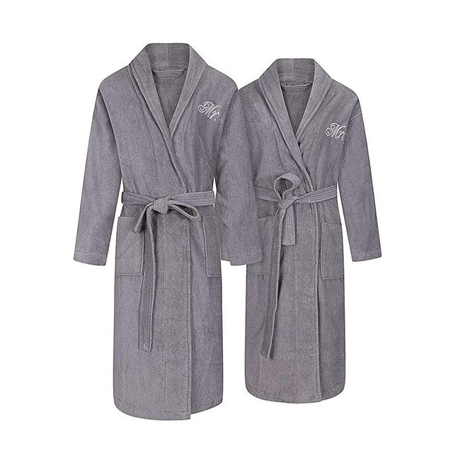 Mr and Mrs Robes | Set of 2 Mr & Mrs Robes for Couples | Extra Thick| Long Sleeves | 100% Terry Cotton | Shawl Collar