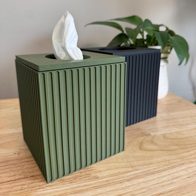 Square Tissue Box Cover Fluted - Kleenex Box Cover - Tissue Holder - Modern Home Decor - Bathroom Decor - Housewarming Gift