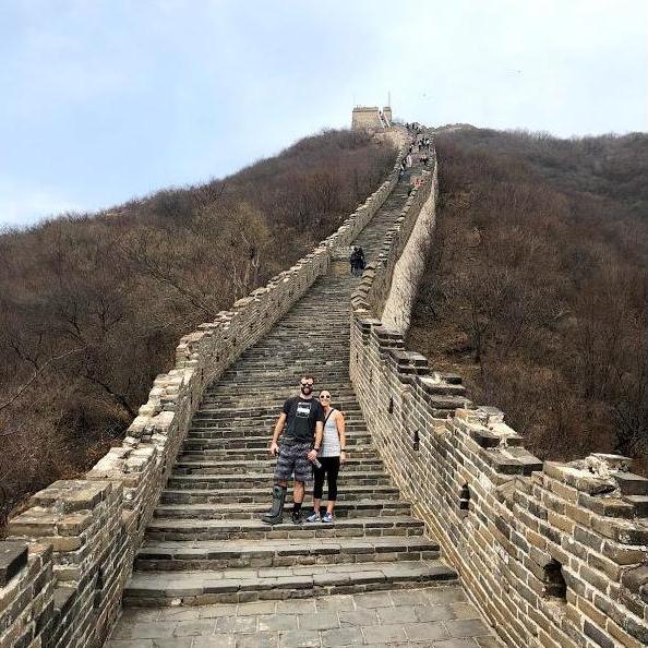 Great Wall of China (note the boot Patrick had to wear)!