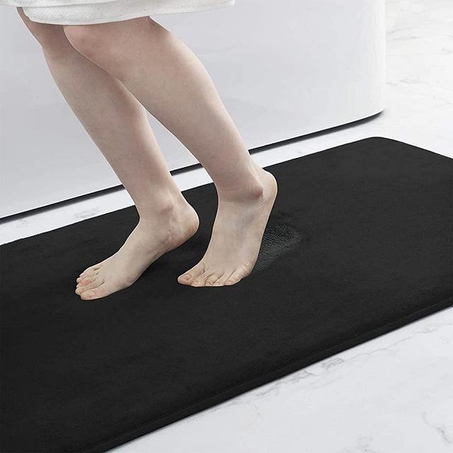 Smiry Memory Foam Bath Mat, Super Soft Absorbent Bathroom Rugs Non Slip Bath Rug Runner for Shower Bathroom Floors, 20" x 32", Black