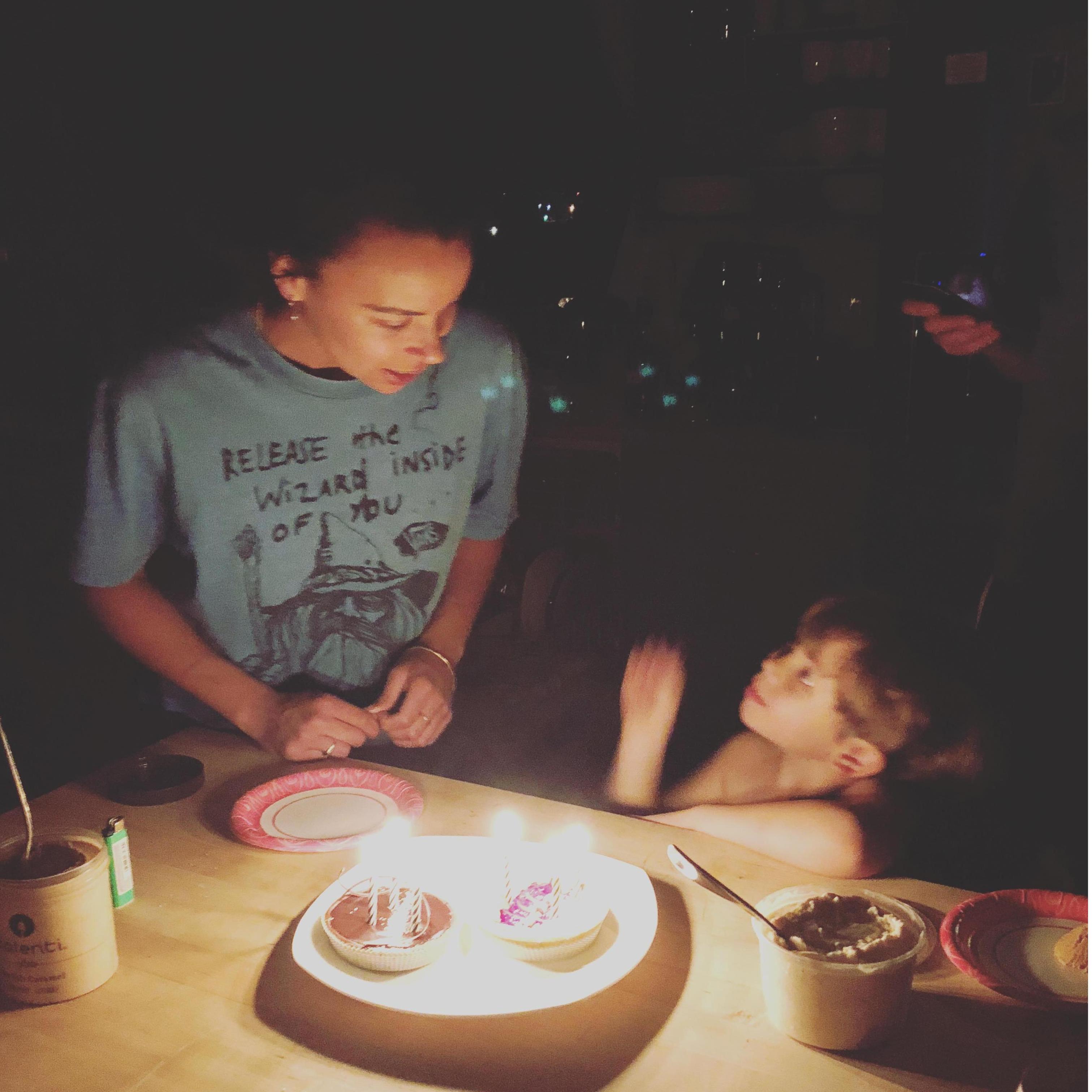 Most of the time. This is us. At home. Celebrating in our kitchen.