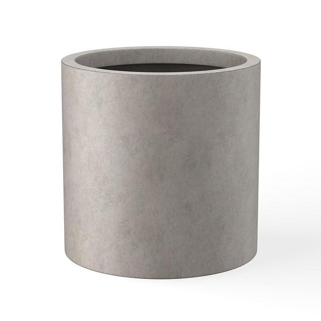 Kante 9.8" Dia Round Concrete Planter, Modern Style Large Cylindrical Plant Pot with Drainage Hole and Rubber Plug for Indoor Outdoor Patio, Weathered Concrete