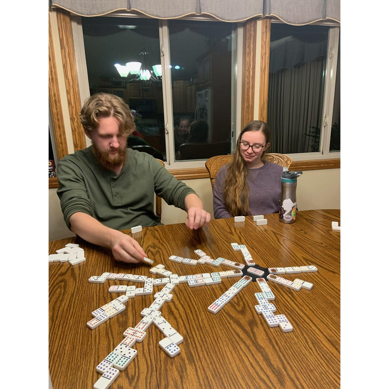Playing one of our favorite games, Mexican Train