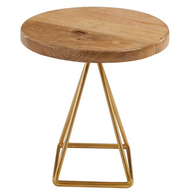 Split P Wood & Gold Triangle Serving Stand Tall