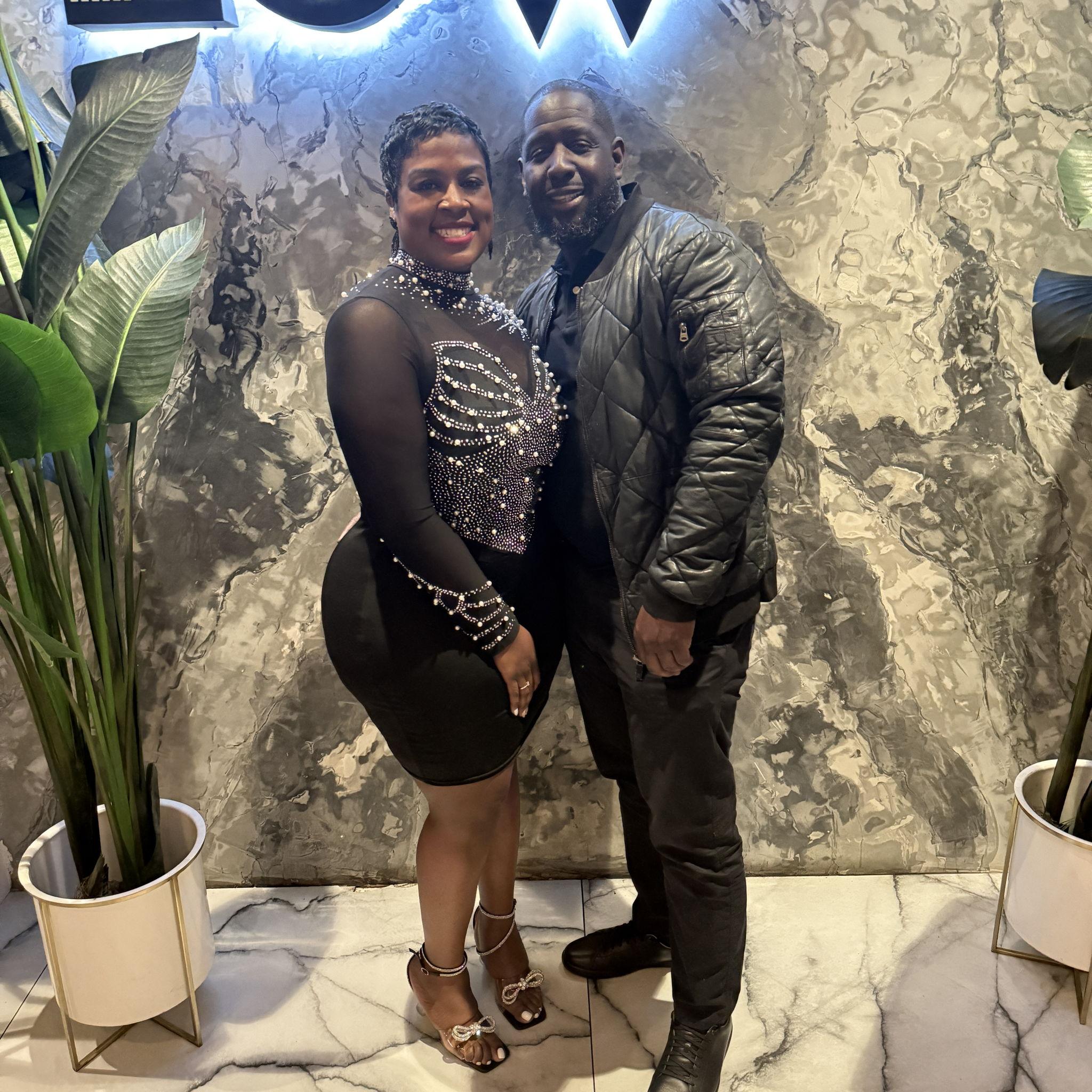 Dressed up and dining out.