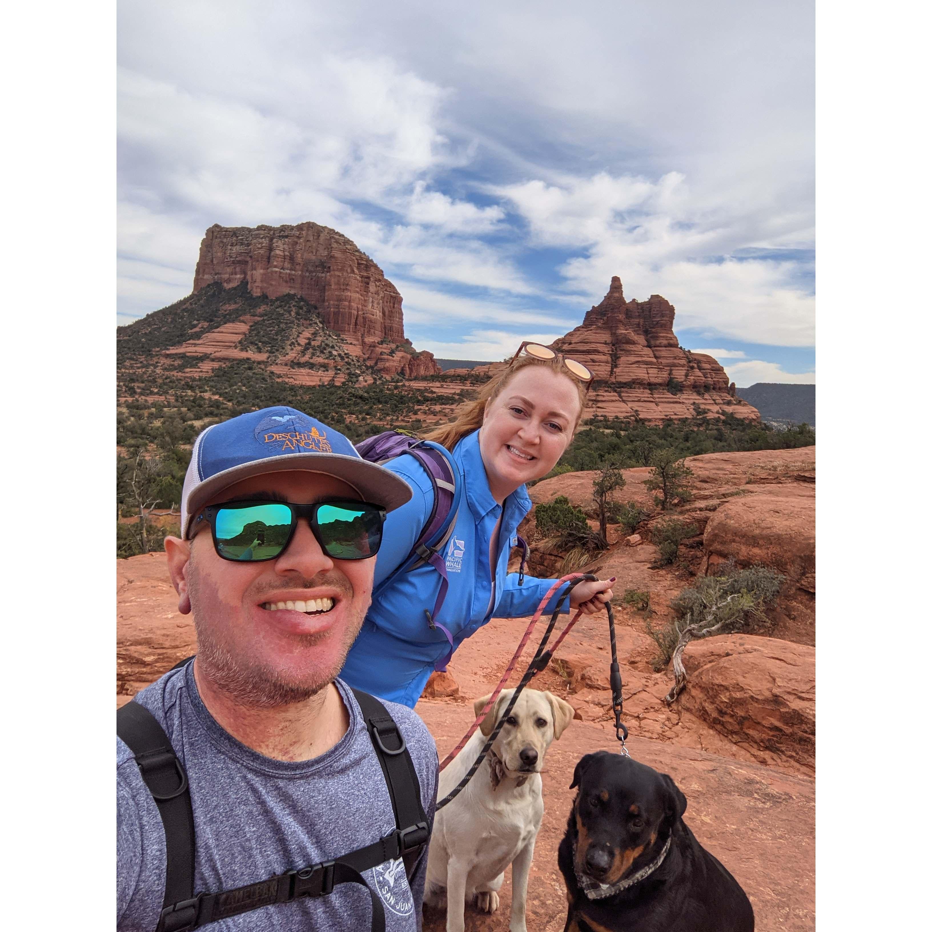 Taking the doggos for a hike at one of our normal trails in Sedona, Arizona