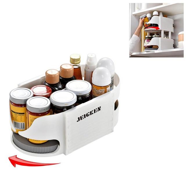 JEIGKEN Combinable Lazy Susan Turntable for Cabinet, DIY 360°Rotate Fridge Lazy Susan Organizer,Organization&Storage Rotating Shelves for Kitchen Pantry Cabinet Dining Table Countertop Vanity (1 Pack)