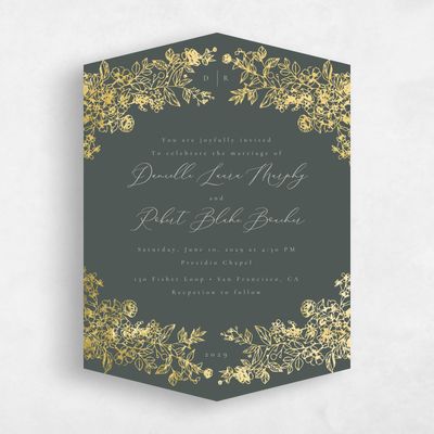 Green Diamond Wedding Invitation - Sawyer Portrait Foil