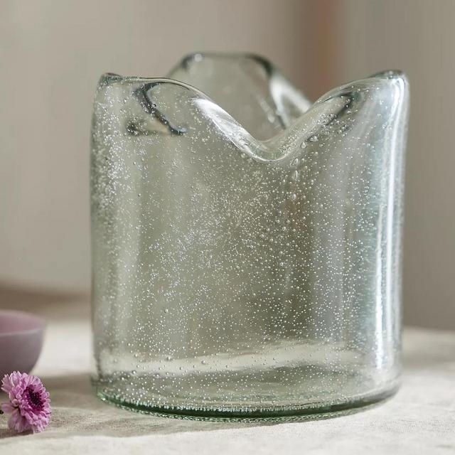 Pinched Rim Bubble Glass Vase