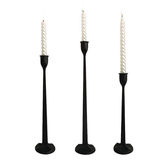 Iron Taper Candle Holder - Decorative Candle Stand - Candlestick Holder for Wedding, Dinning, Party, Set 3 (Black)