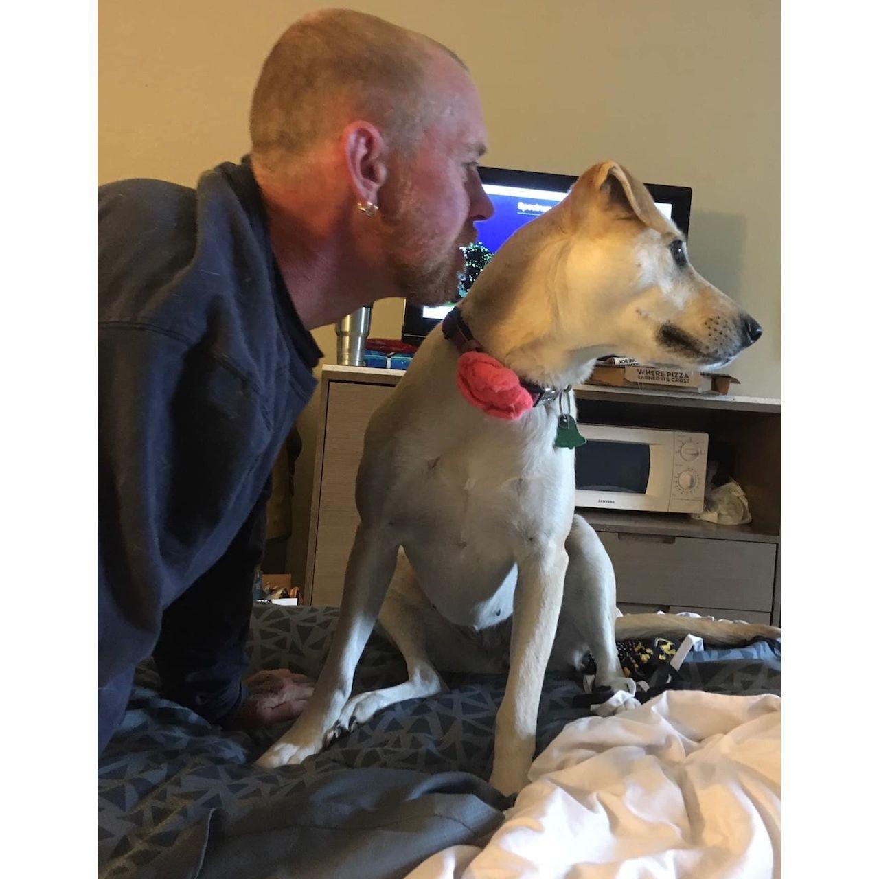 Hanging out in Myrtle Beach with our fur baby Amy