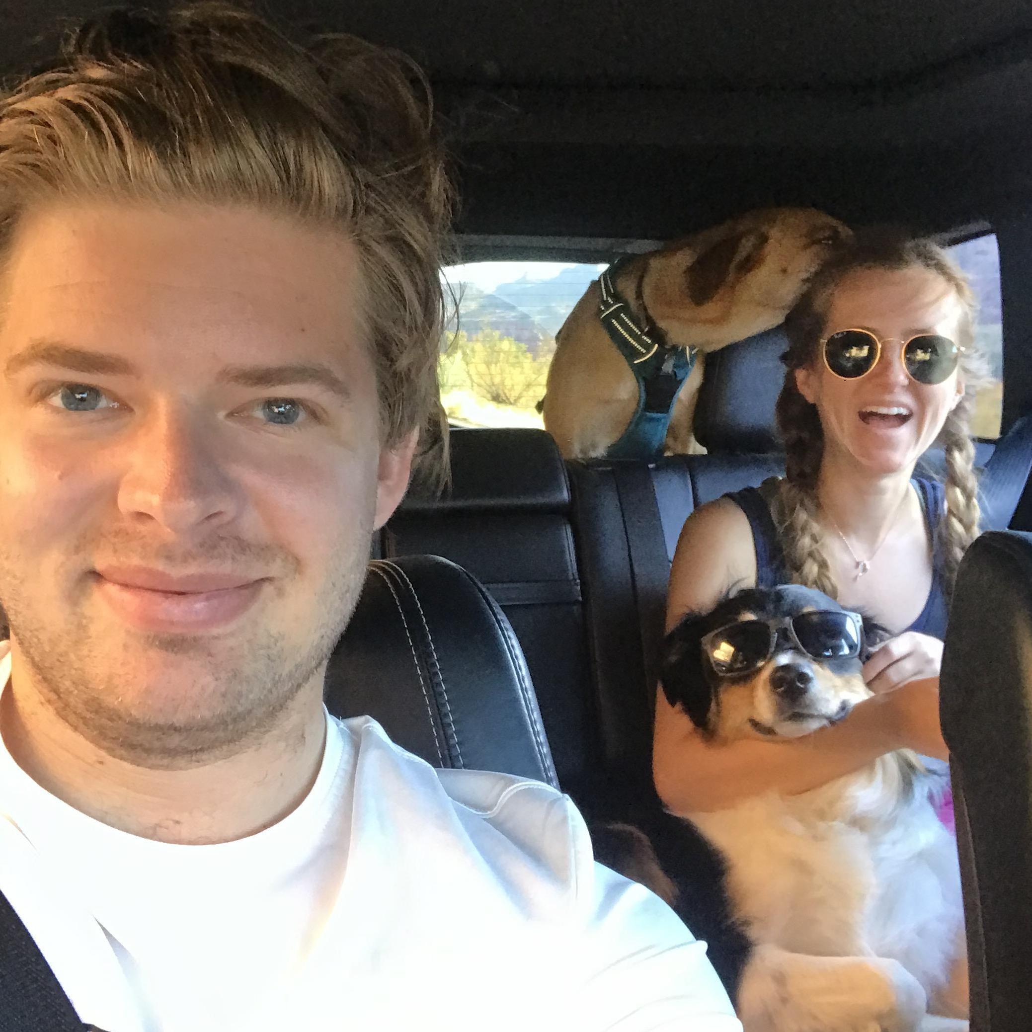 Road Trip to Moab with Nick and Maddie! (Hobbes in sunglasses)