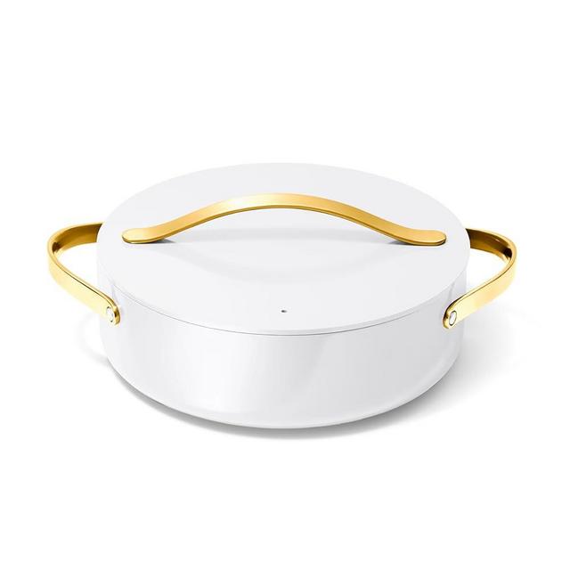 Caraway Rondeau - 6 Qt Non-Stick Pan with Lid - Free From Forever Chemicals - Perfect for Searing, Braising, & Roasting - White