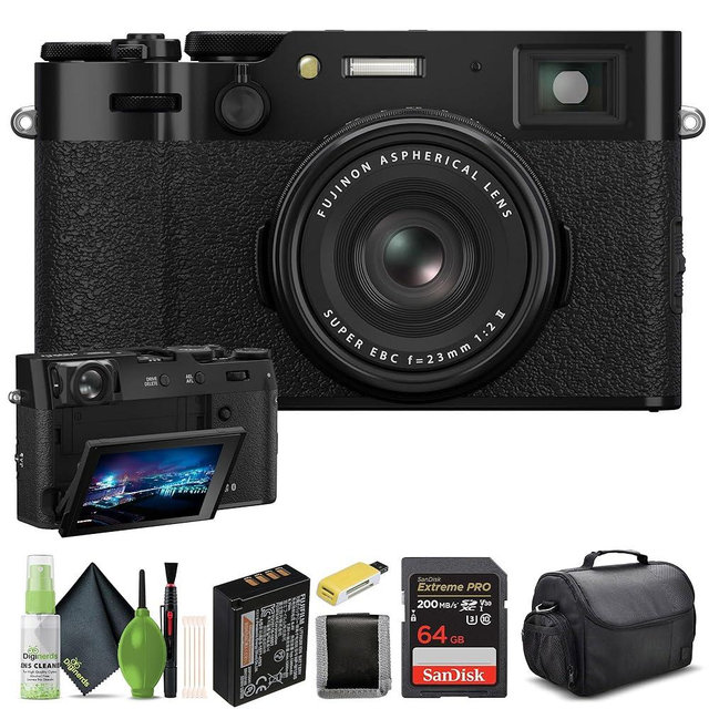 FUJIFILM X100VI Digital Camera (Black) (16821913) + 64GB Card + Card Reader + Case + Memory Card Wallet + Cleaning Kit