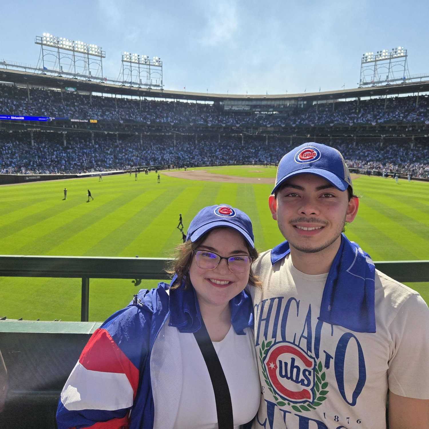 Bleacher bums after a Cubs playoff win in Wrigley