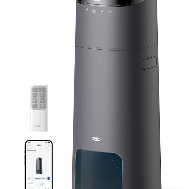 DREO 16L Smart Humidifier Large Room 1000 ft², 130H Cool Mist Air Humidifiers for Bedroom Plants Baby, Top Fill, Remote/Touch/Voice & APP Control, Clean Tank Technology, 30dB, HM755S Grey