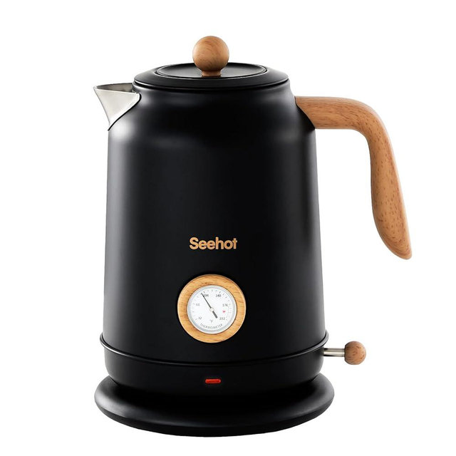 Seehot® 1.7L (57.oz) Electric Kettle with Thermometer, 1200W Large Electric Tea kettle with 304 Stainless Steel,Auto shut off,Hot water kettle Electric for Coffee&Tea-Black