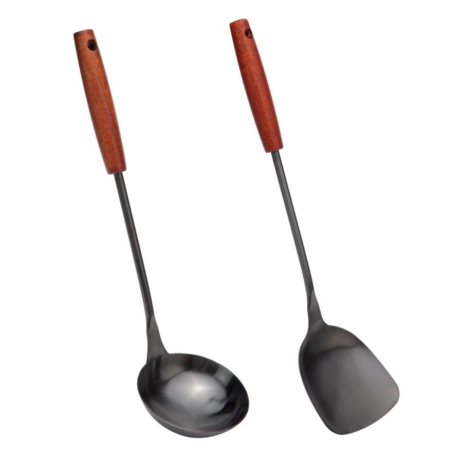 Spatula & Ladle Wok Tools, Black, Set of 2