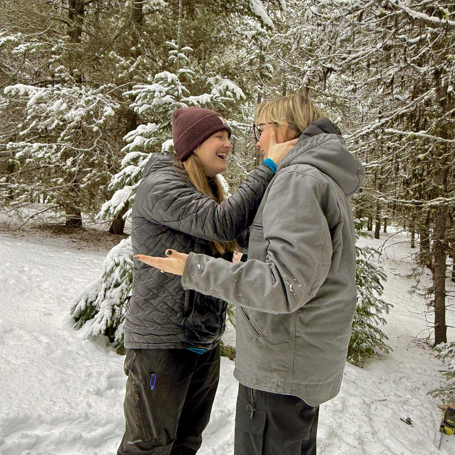 The aftermath of our engagement in the middle of the forest! December 2024.