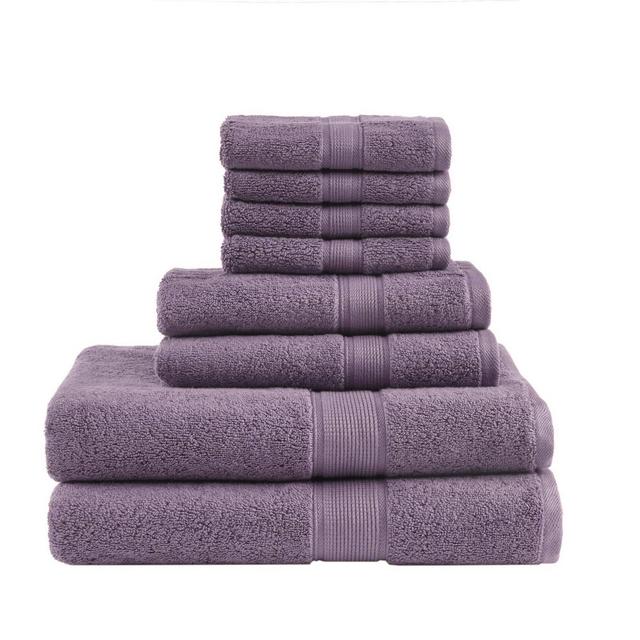 8pc Cotton Bath Towel Set Light Purple