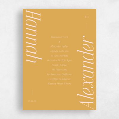 Harvest Gold, Orange Wedding Invitation - Mycenae Portrait