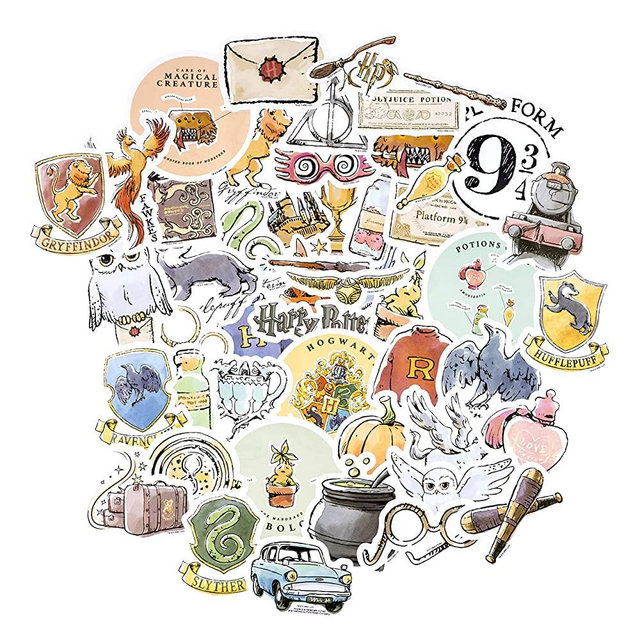 Conquest Journals Harry Potter Watercolor Vinyl Stickers, Set of 60 Unique Stickers Including 5 Holograms, Waterproof and UV Resistant, Great for All Your Gadgets, Potterfy All The Things