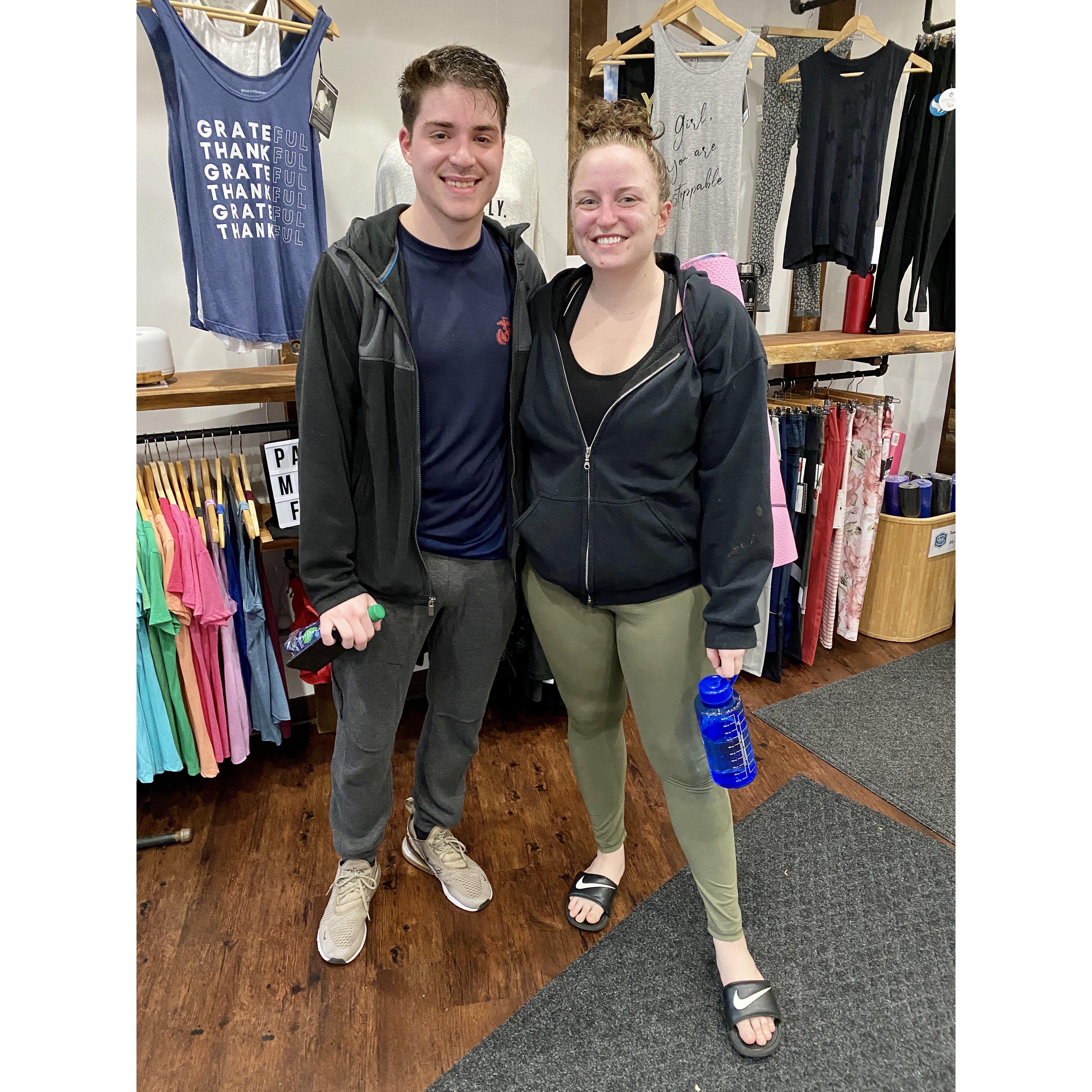 Brandon went to a hot yoga class with Kailee