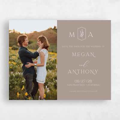 Rich Taupe, Brown Wedding Save the Date - Eldridge Photo