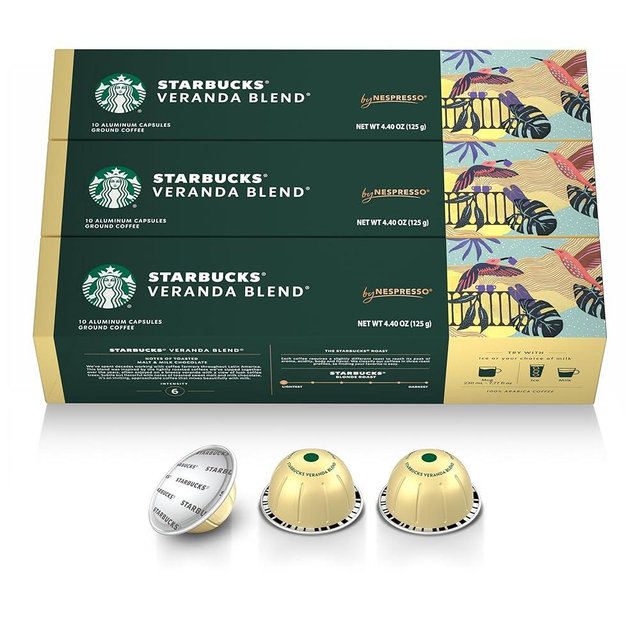 Starbucks by Nespresso Vertuo, Veranda Blend, Blonde Roast Coffee, 30-count Coffee Pods, Brews 7.8 oz.