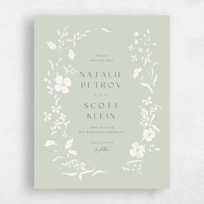 Grassy Sage, Green Wedding Save the Date - Lynette Portrait