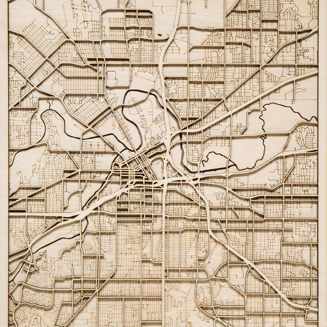 Premium Wood Cut Fort Worth, TX City Map, 20"x30" Laser Cut Wall Map, 3d Topographic, Wood Engraved Map