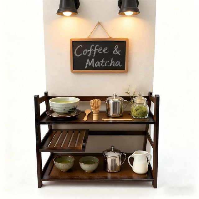 Lnncdsc Bamboo Matcha Station Organizer - Large Capacity 3-Tier Shelf, Easy to Install for Matcha and Coffee Bar Accessories, Perfect for Tea and Coffee Enthusiasts. (brown, large)