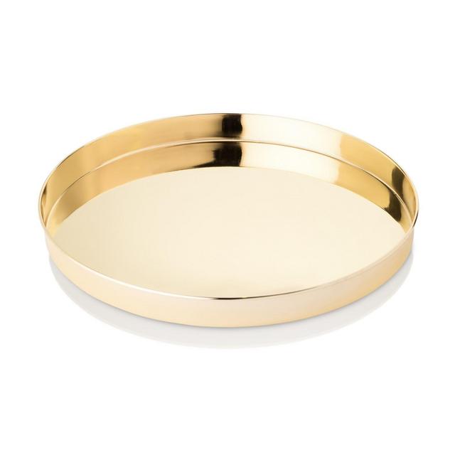 Viski Gold Tray, Round Gold Serving Tray, Stainless Steel with Gold Plating, 12.5 Inch Diameter, Perfume Tray, Gold, Set of 1
