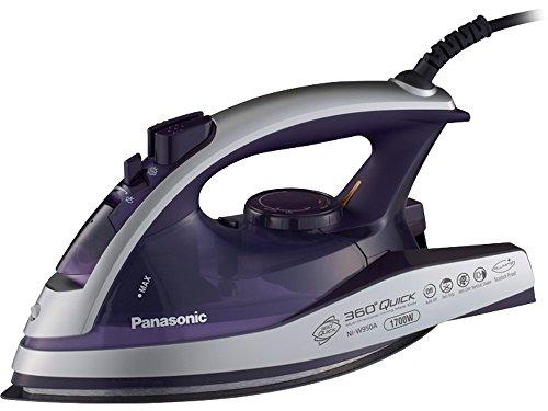 Panasonic Dry and Steam Iron with Alumite Soleplate, Fabric Temperature Dial and Safety Auto Shut Off – 1700 Watt Multi Directional Iron – NI-W950A (Silver/Violet)