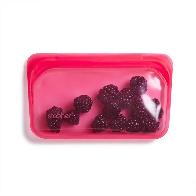 stasher Reusable Food Storage Snack Bag - Raspberry