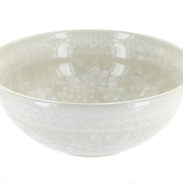 Blue Rose Polish Pottery - Off-white White Lace Cereal/Soup Bowl - 6.5" Diameter - Great Bowl for Everyday Dinnerware, Casual Dinnerware, or Formal Dining